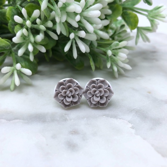Simple Sanctuary Jewelry - Gray Succulent Earrings